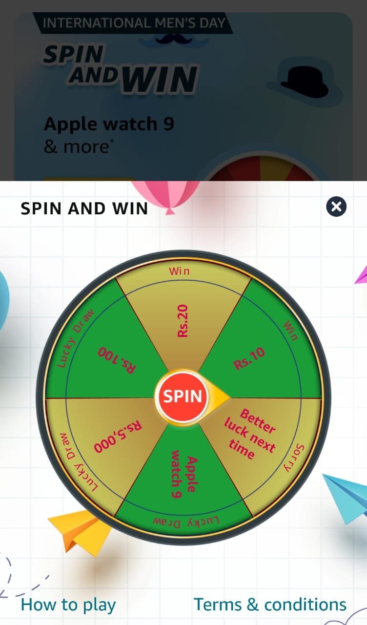 Amazon Apple watch 9 Spin and Win Quiz