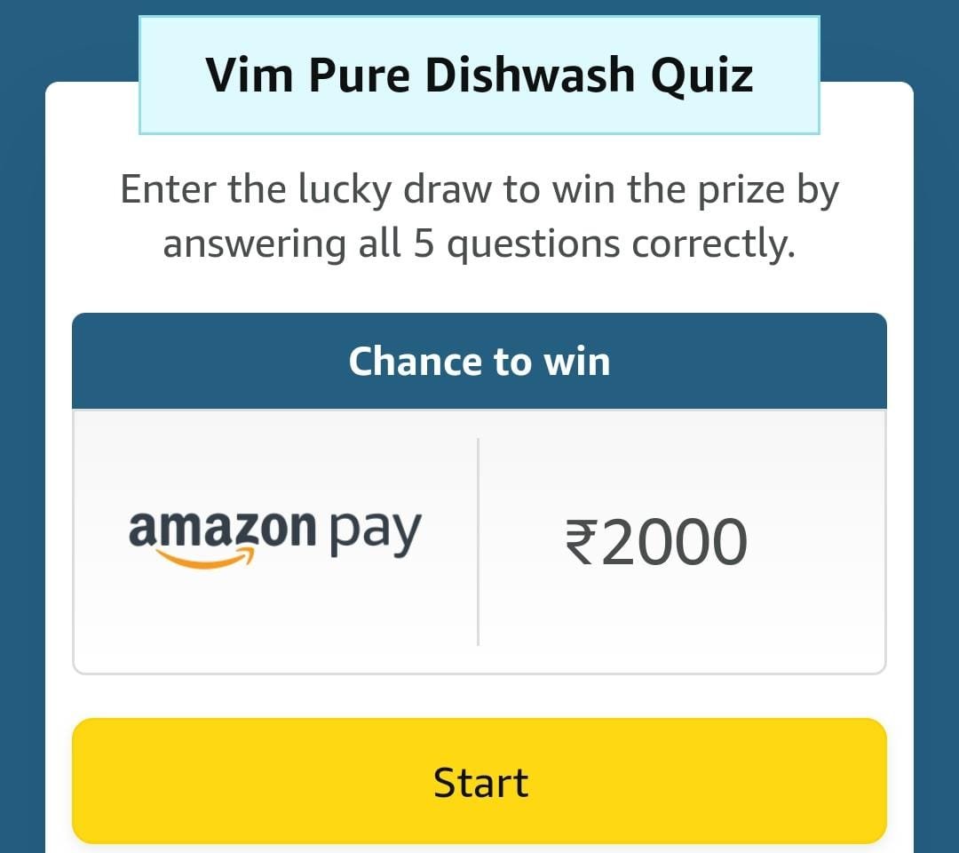 Amazon Vim Pure Dishwash Quiz Answers